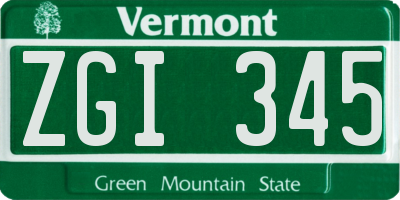 VT license plate ZGI345