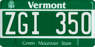 VT license plate ZGI350