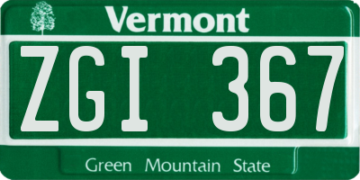 VT license plate ZGI367