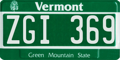 VT license plate ZGI369