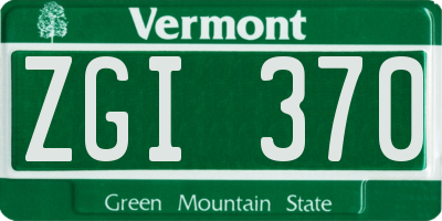 VT license plate ZGI370