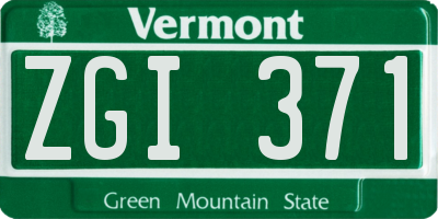 VT license plate ZGI371
