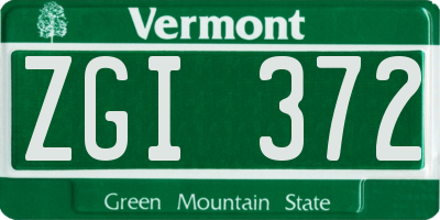 VT license plate ZGI372