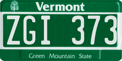 VT license plate ZGI373