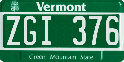 VT license plate ZGI376