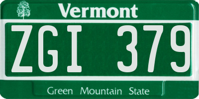 VT license plate ZGI379