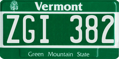 VT license plate ZGI382