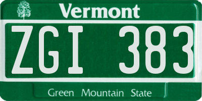 VT license plate ZGI383