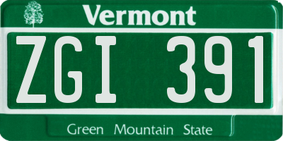 VT license plate ZGI391