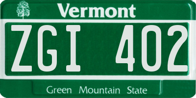 VT license plate ZGI402