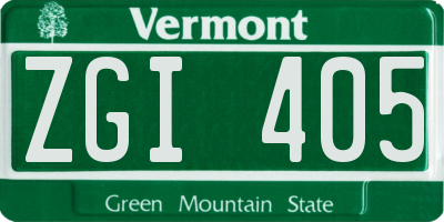 VT license plate ZGI405