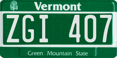 VT license plate ZGI407