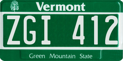 VT license plate ZGI412