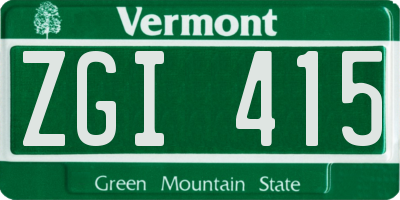 VT license plate ZGI415