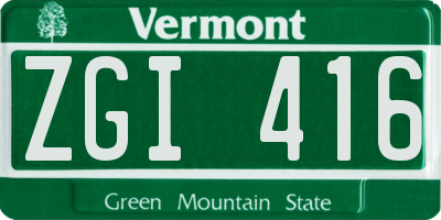VT license plate ZGI416