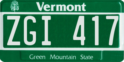 VT license plate ZGI417