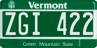 VT license plate ZGI422