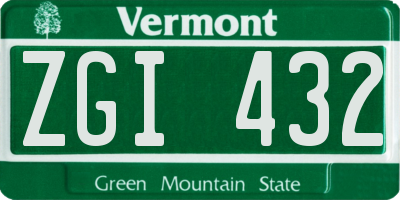 VT license plate ZGI432