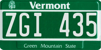 VT license plate ZGI435