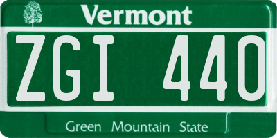 VT license plate ZGI440