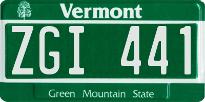 VT license plate ZGI441