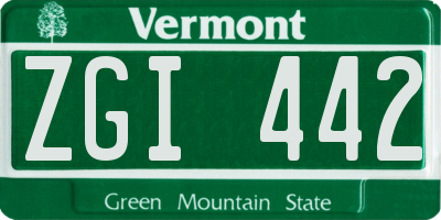 VT license plate ZGI442