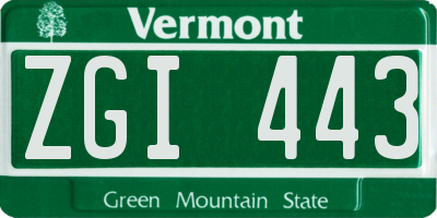 VT license plate ZGI443