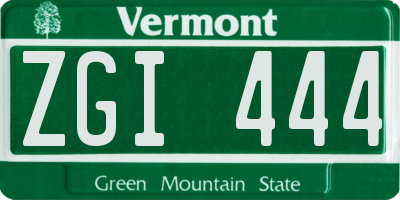 VT license plate ZGI444