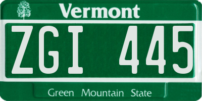 VT license plate ZGI445