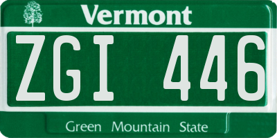 VT license plate ZGI446