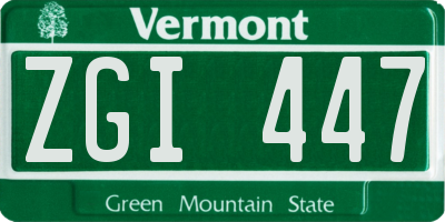 VT license plate ZGI447