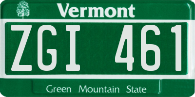 VT license plate ZGI461