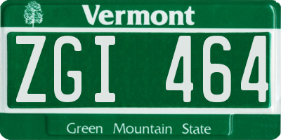 VT license plate ZGI464