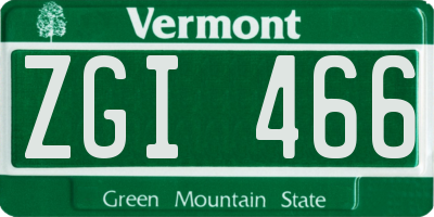 VT license plate ZGI466