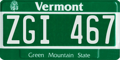 VT license plate ZGI467