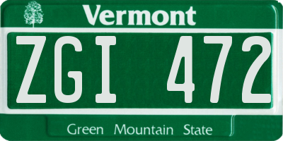 VT license plate ZGI472