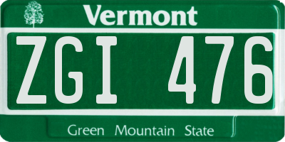 VT license plate ZGI476