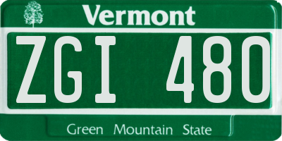 VT license plate ZGI480
