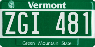 VT license plate ZGI481