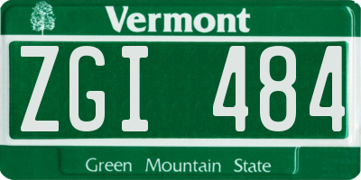 VT license plate ZGI484