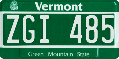 VT license plate ZGI485