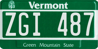 VT license plate ZGI487