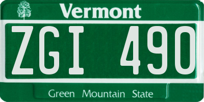VT license plate ZGI490