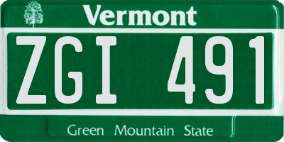 VT license plate ZGI491