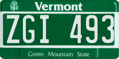 VT license plate ZGI493