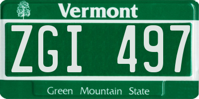 VT license plate ZGI497