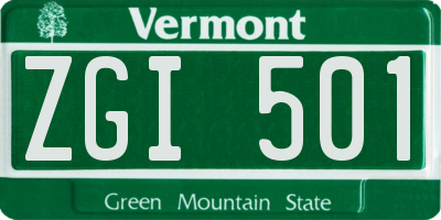 VT license plate ZGI501
