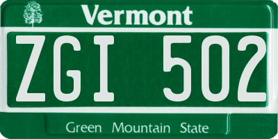 VT license plate ZGI502