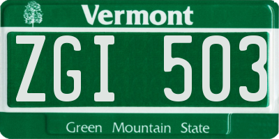 VT license plate ZGI503