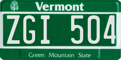 VT license plate ZGI504